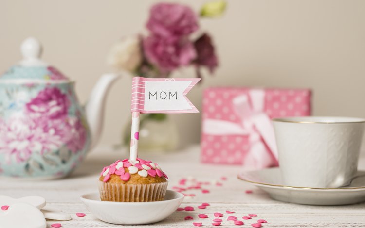 чай, подарок, праздник, кекс, день матери, tea, gift, holiday, cupcake, mother's day