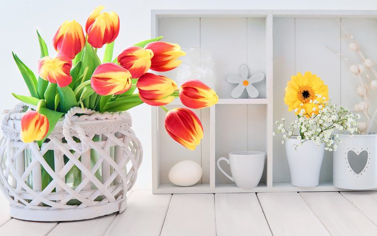 цветы, букет, тюльпаны, корзинка, декор, anya ivanova, flowers, bouquet, tulips, basket, decor