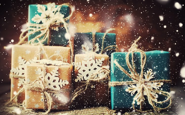 новый год, снежинки, фон, подарки, new year, snowflakes, background, gifts