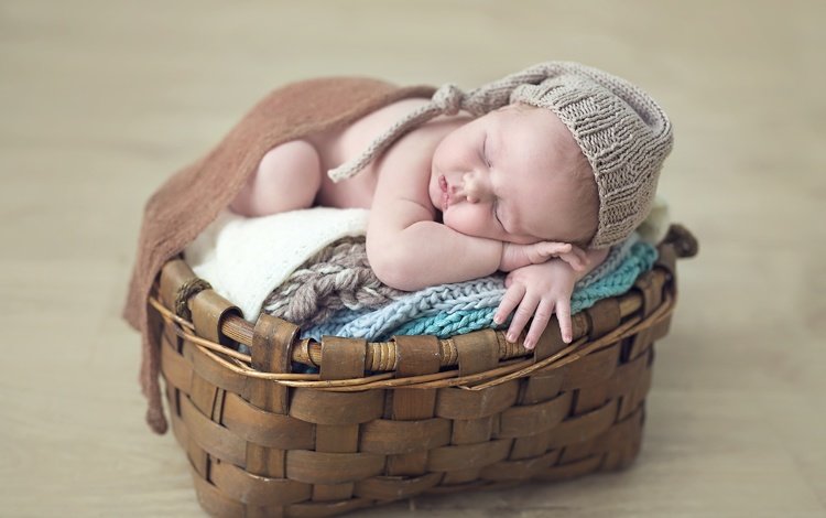 сон, корзина, ребенок, малыш, младенец, шапочка, sleep, basket, child, baby, cap