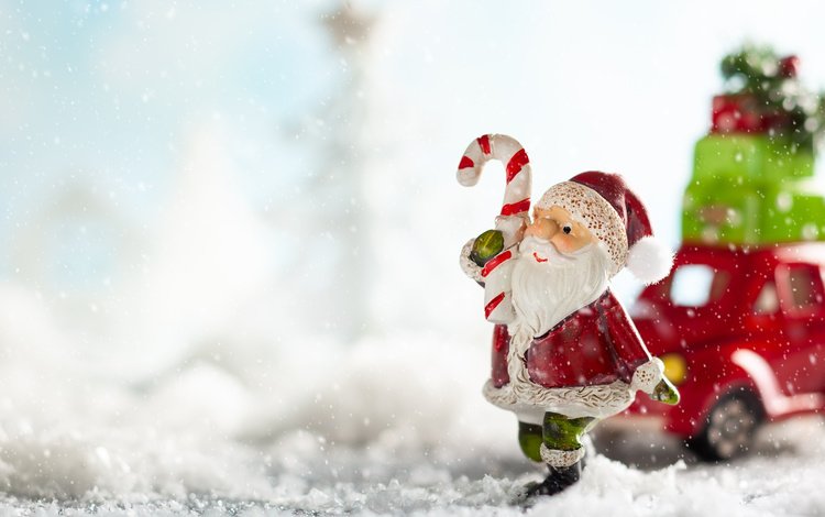 снег, рождество, новый год, санта клаус, композиция, машина, подарки, дед мороз, фигурки, игрушки, праздник, snow, christmas, new year, composition, machine, gifts, santa claus, figures, toys, holiday