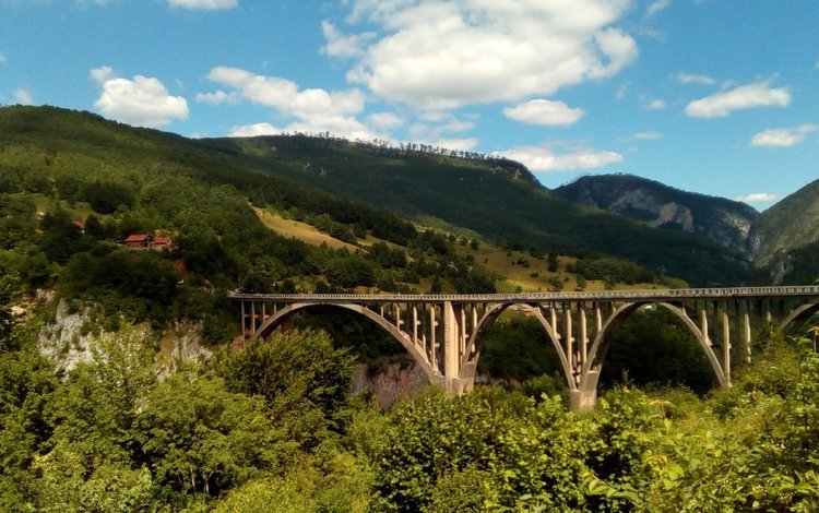 облака, мост, каньон, черногория, clouds, bridge, canyon, montenegro