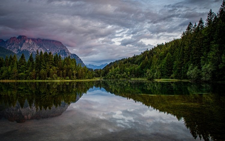 озеро, горы, природа, лес, отражение, lake, mountains, nature, forest, reflection