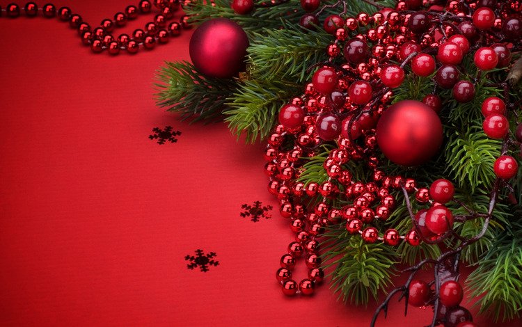 новый год, шары, бусы, праздник, рождество, украшение, ветки ели, new year, balls, beads, holiday, christmas, decoration, fir-tree branches