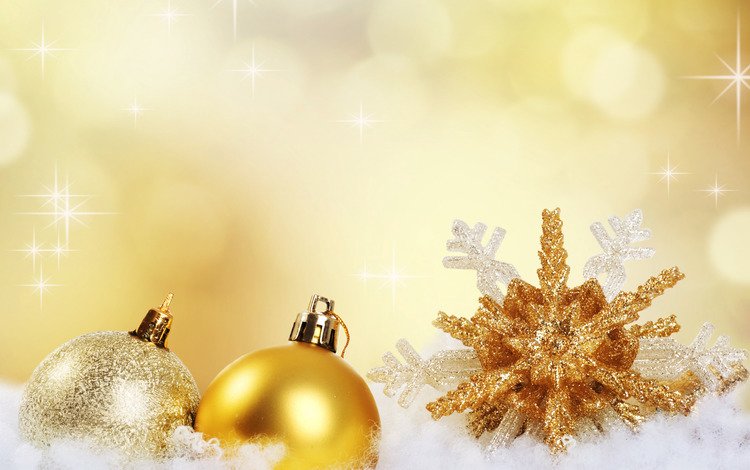 снег, новый год, шары, праздник, рождество, снежинка, золото, snow, new year, balls, holiday, christmas, snowflake, gold