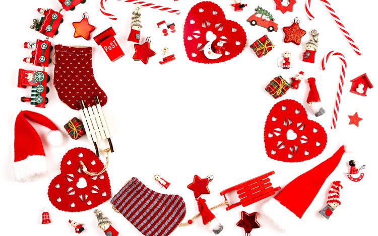 зима, игрушки, белый фон, праздник, рождество, сердечки, новогодние украшения, композиция, winter, toys, white background, holiday, christmas, hearts, christmas decorations, composition