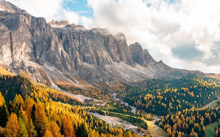 деревья, горы, пейзаж, осень, италия, trees, mountains, landscape, autumn, italy