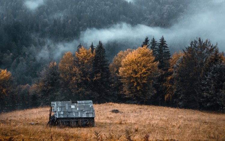 горы, осень, дом, mountains, autumn, house