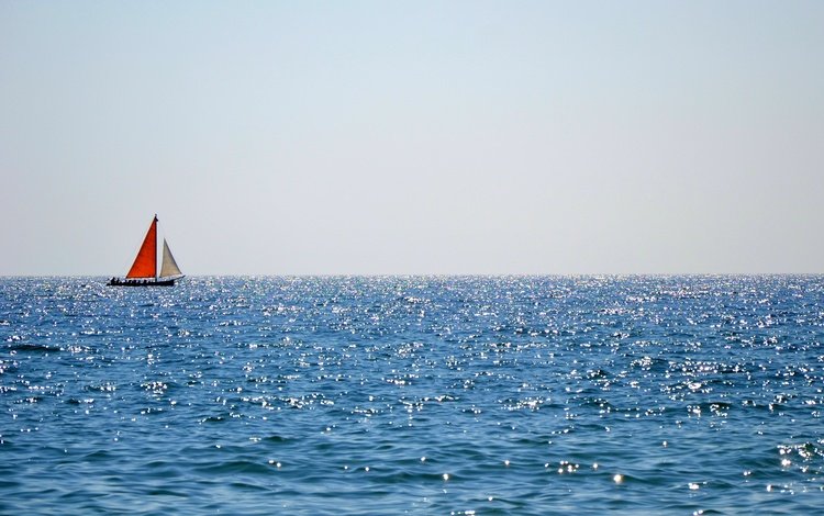 море, лодка, отблески, паруса, sea, boat, reflections, sails