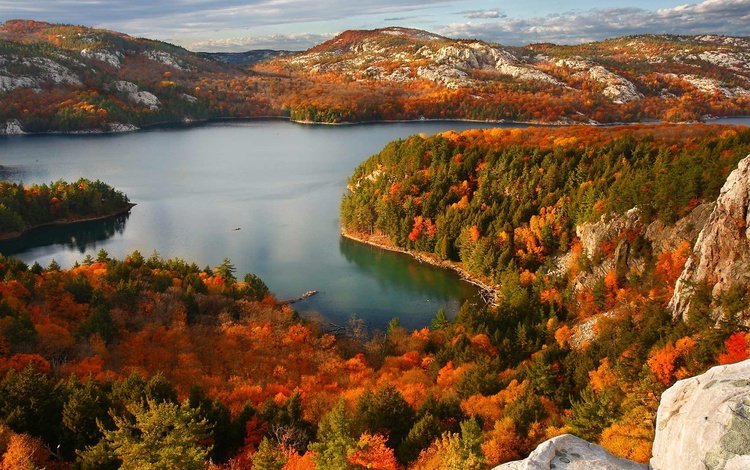 озеро, осень, канада, онтарио, lake, autumn, canada, ontario
