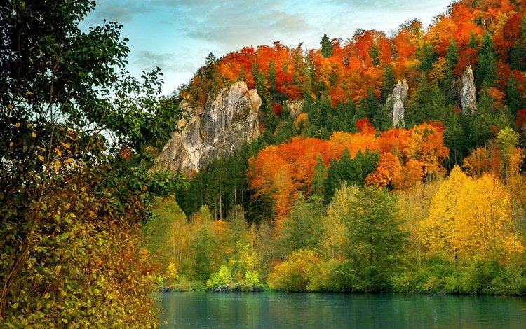 река, скалы, краски осени, river, rocks, the colors of autumn