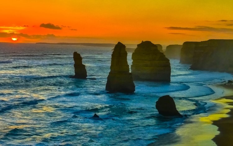 скалы, закат, море, австралия, rocks, sunset, sea, australia