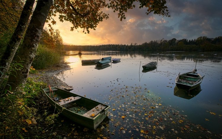 берег, осень, лодки, водоем, shore, autumn, boats, pond