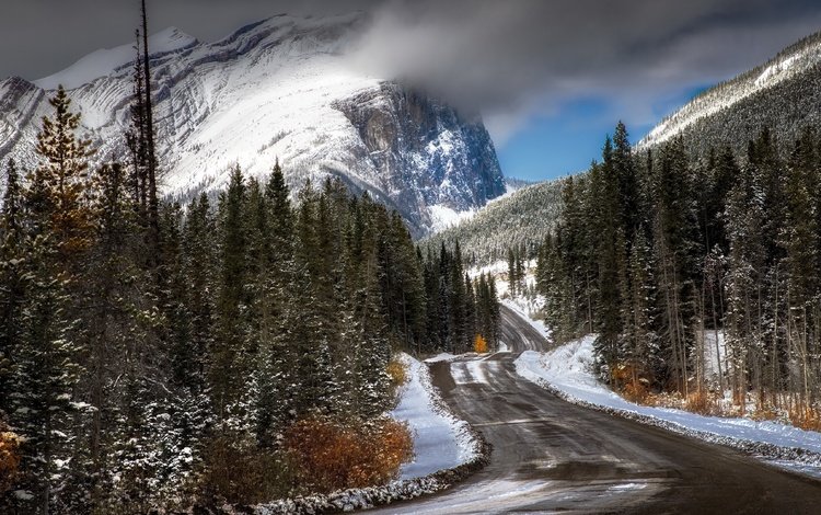 дорога, горы, природа, зима, road, mountains, nature, winter