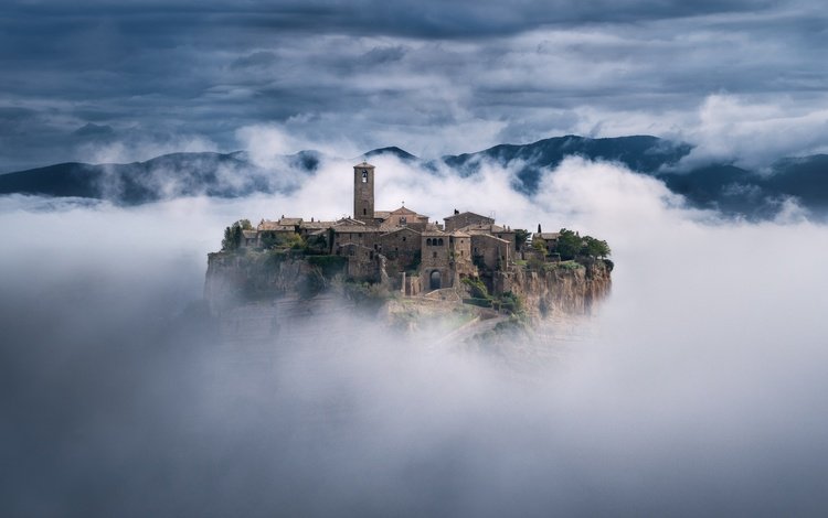 облака, италия, крепость, clouds, italy, fortress