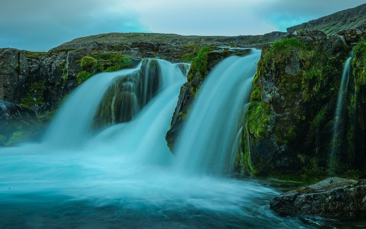 вода, камни, скала, водопад, поток, исландия, водопады, water, stones, rock, waterfall, stream, iceland, waterfalls