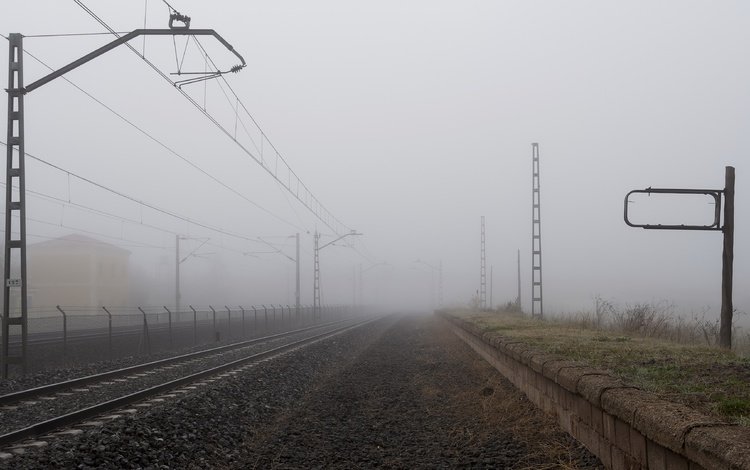 железная дорога, туман, railroad, fog