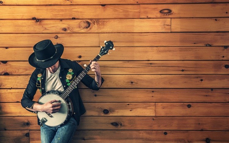 музыка, человек, инструмент, джинсы, шляпа, банджо, music, people, tool, jeans, hat, banjo