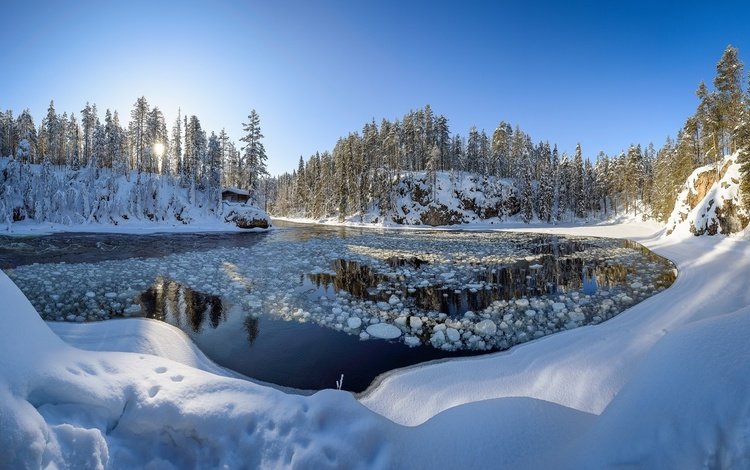 река, скалы, снег, природа, лес, зима, river, rocks, snow, nature, forest, winter