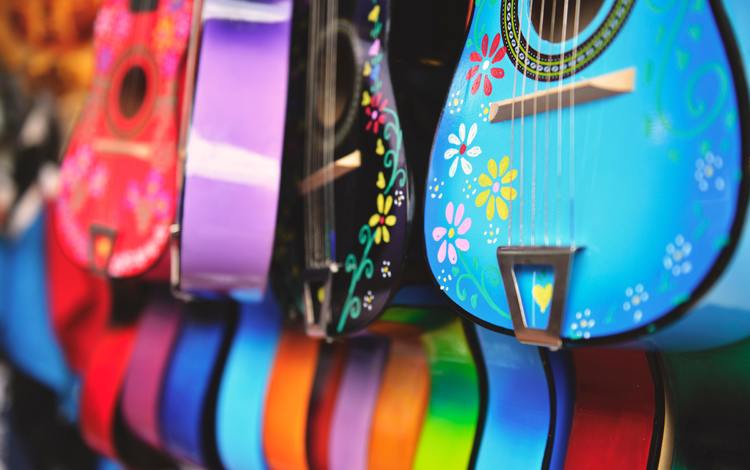 гитара, разноцветные, цвет, роспись, яркие, гитары, цветочки, guitar, colorful, color, painting, bright, flowers