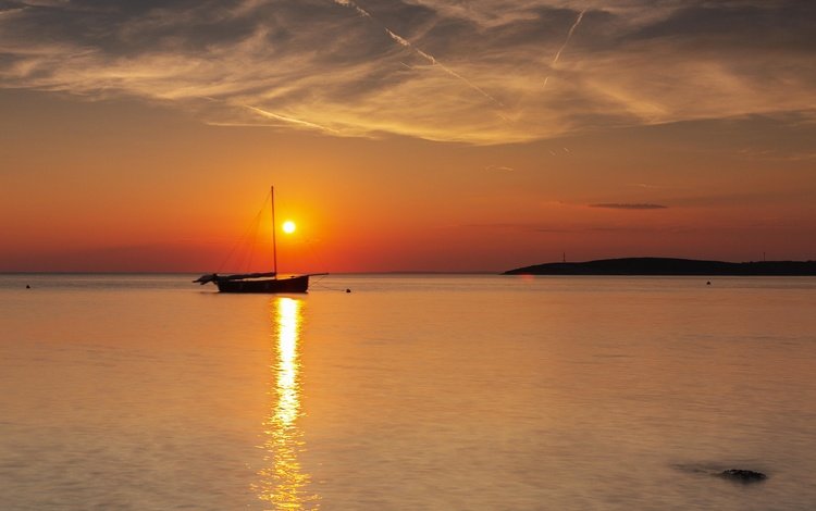 закат, море, лодка, sunset, sea, boat