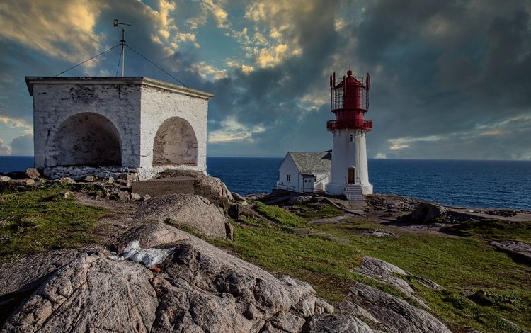 маяк, побережье, норвегия, lighthouse, coast, norway