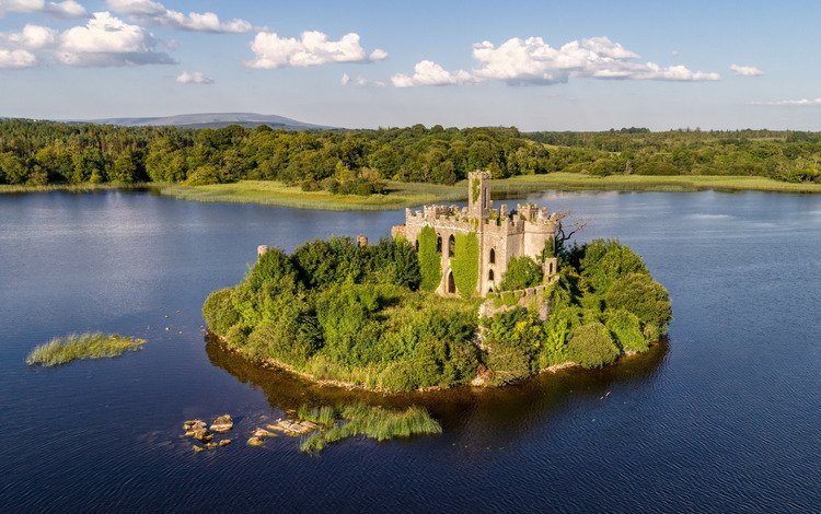 озеро, замок, остров, ирландия, mac dermott's castle, lough key, lake, castle, island, ireland