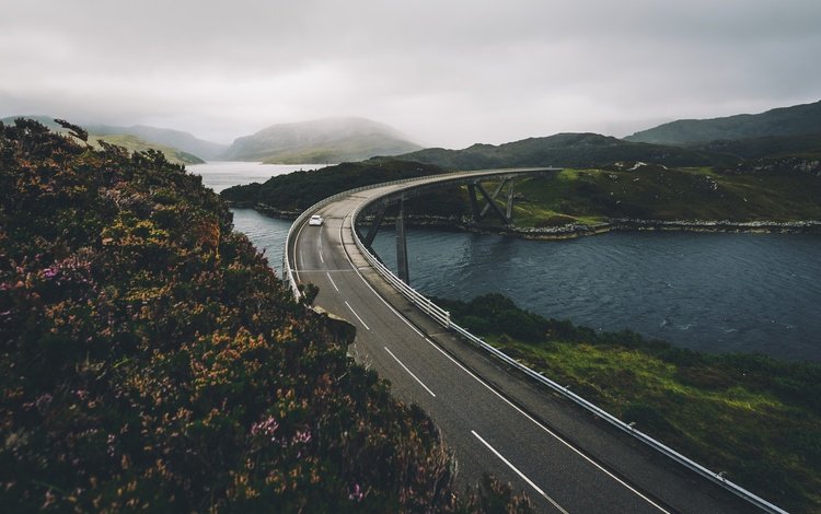 дорога, река, машина, мост, норвегия, красиво, road, river, machine, bridge, norway, beautiful
