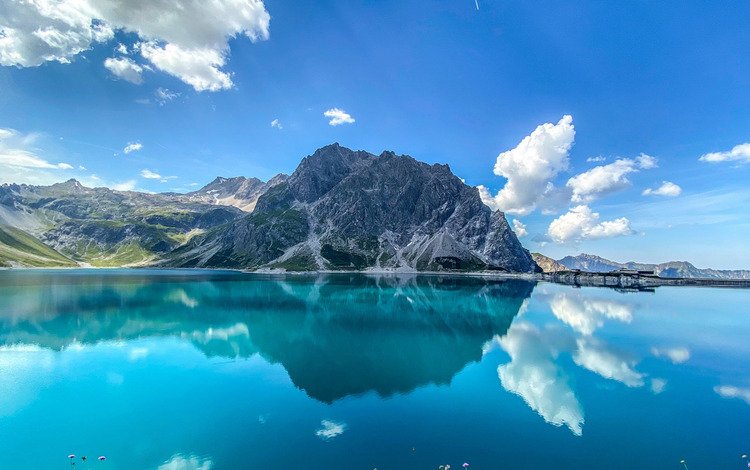 озеро, горы, отражение, австрия, альпы, lünersee, lüner lake, озеро люнерзе, lake, mountains, reflection, austria, alps