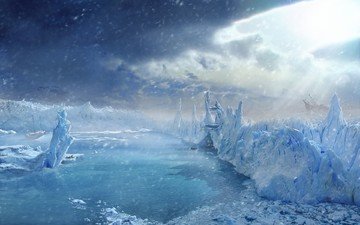 зима, корабли, лёд