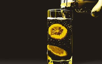 вектор, лимон, стакан