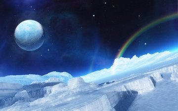 планета, радуга, лёд