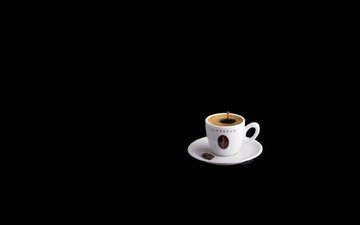 кофе, черный фон, чашка