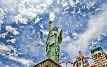 небо, америка, сша, статуя свободы