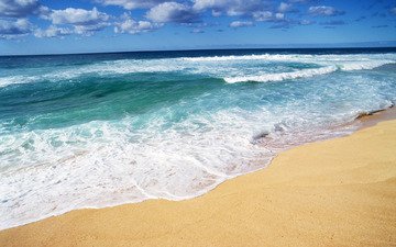 берег, волны, море, песок, пляж, лето