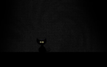 глаза, кот, кошка, взгляд, черный, минимализм