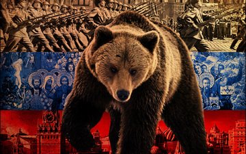 медведь, россия, флаг, политика