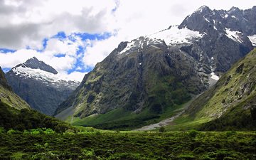 горы, снег, зелень