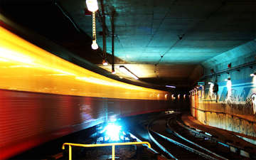 огни, туннель, метро