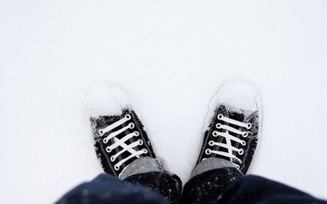 снег, кеды, обувь