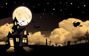 арт, ночь, вектор, картинка, праздник, хэллоуин, хеллоуин, мистика