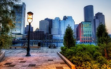 парк, фонарь, сша, здания, бостон