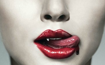 губы, язык, вампир, зубки