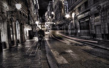 ночь, фонари, улица