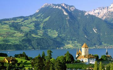 озеро, замок, швейцария, шильонский замок, монтрё