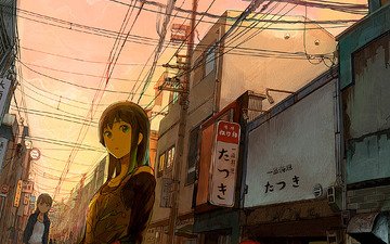 провода, город, взгляд, япония, улица