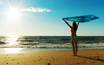 вода, солнце, настроение, море, песок, пляж, радость, девушки, океан, свобода