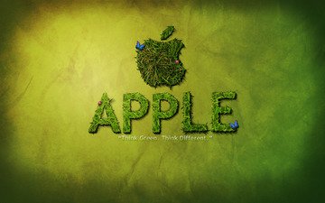 зелёный, логотип, эппл, грин