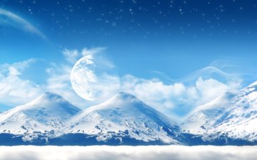 горы, снег, планеты