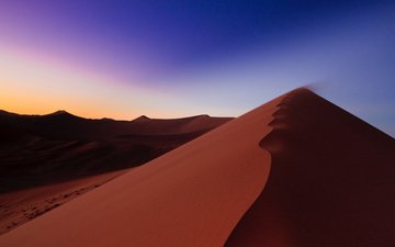 небо, восход, песок, пустыня, африка, дюны, намибия